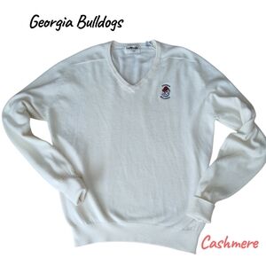 Georgia Bulldogs Eggshell White Men’s Size XL Cashmere Sweater